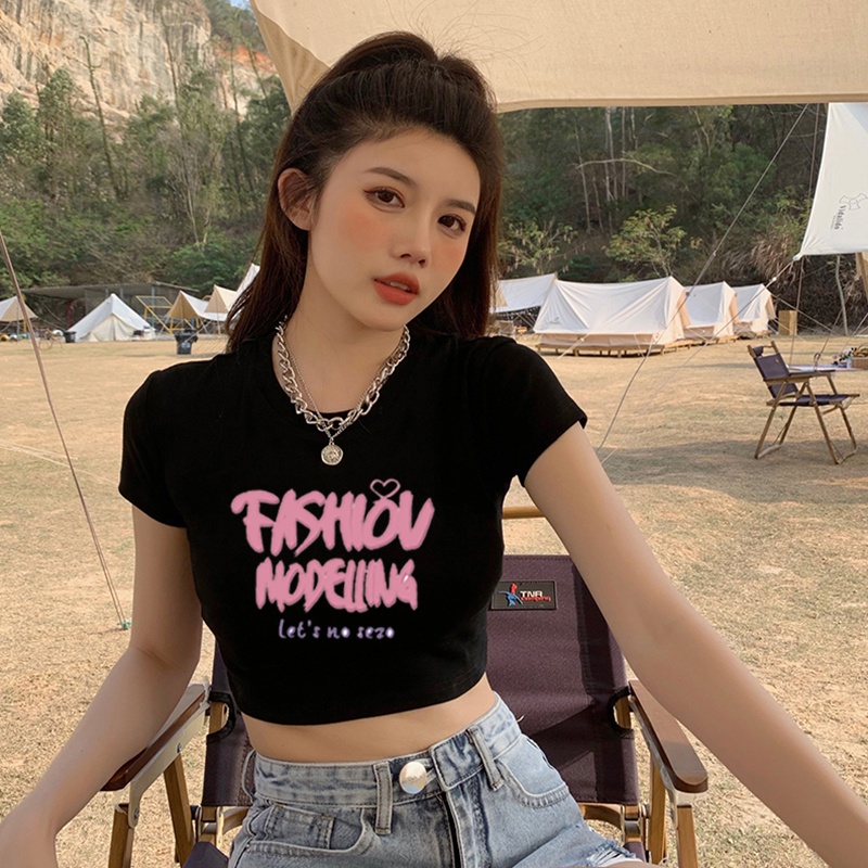 QADCOL Áo Thun Dáng Ngắn Hở Vai Màu Trơn Thời Trang Cho Nữ