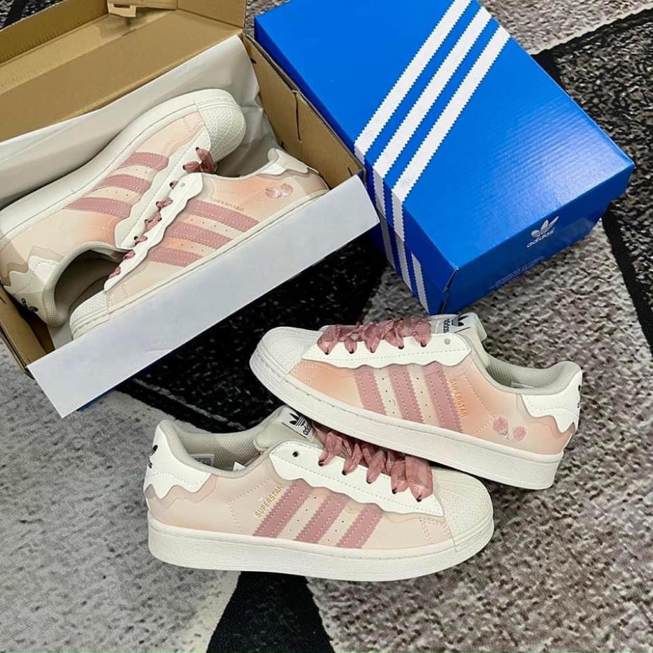 Giày thể thao Adidas superstar Hồng kem, Giày snaeker Das sò capuchino nam nữ cực xinh hot trend 2022 hàng FullBoxBill