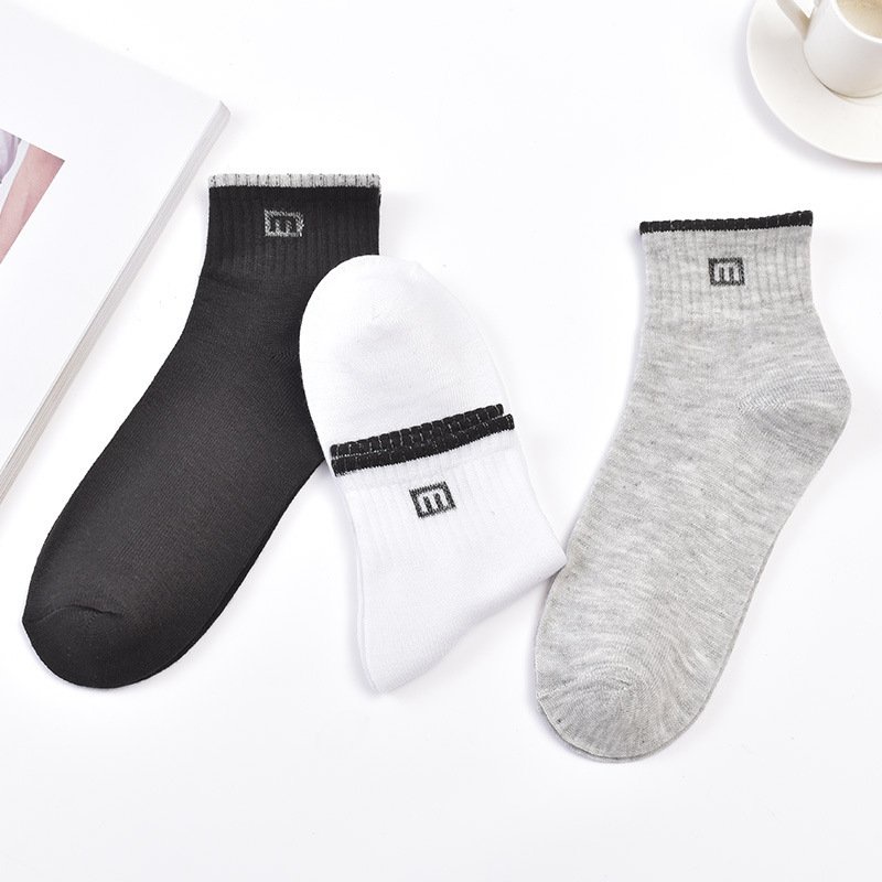 Tất nam cổ ngắn thể thao HLBOUTIQUE, Vớ chất cotton mềm mịn, thấm hút mồ hôi không bị hôi chân T3480