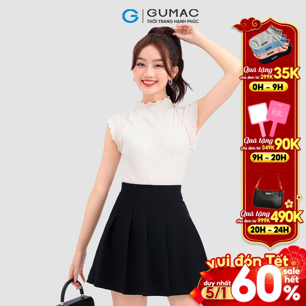 Chân váy A xếp ly thời trang GUMAC VC12051