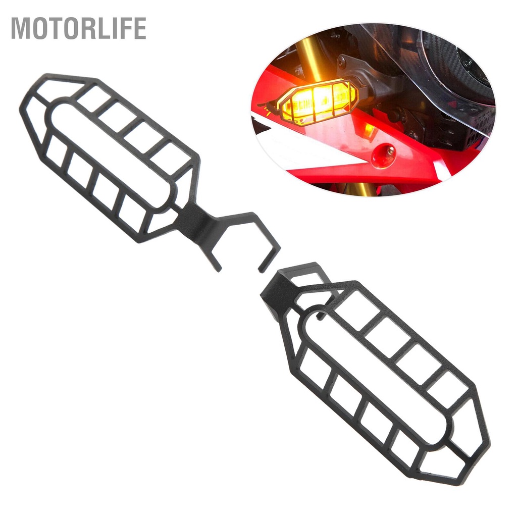 Motorlife Cặp vỏ bảo vệ đèn xi nhan dành cho xe máy bằng thép không gỉ Màu đen thay thế CB500X 2019‑2021