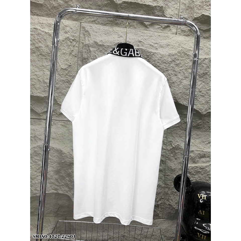 Áo Polo Nam Đen Trắng Viền Cổ Thêu Chữ DG Vải Mềm Mịn - Áo Phông Nam Cổ Bẻ Viền Cổ DG Cao Cấp