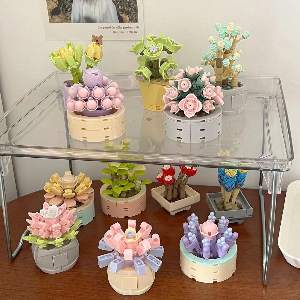 Mô hình hoa Bộ Đồ Chơi Lắp Ráp bộ xếp hình lego Đồ trang trí Chậu Hoa Sen Đá Sáng Tạo Giáng sinh cho bé gái trai