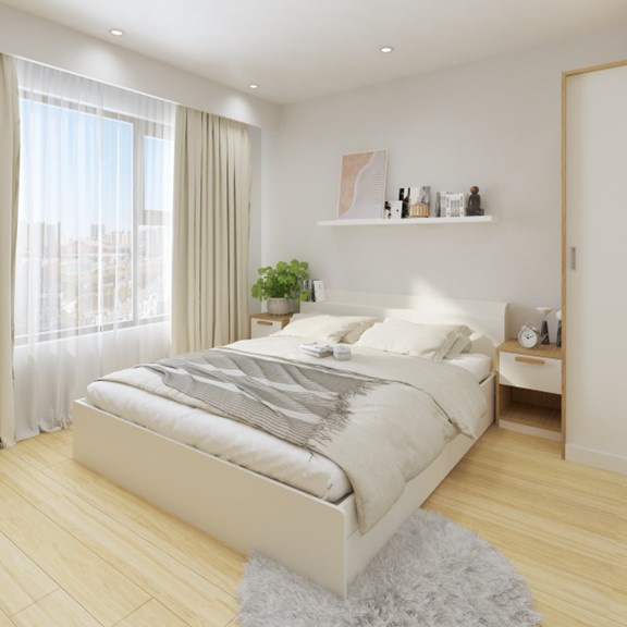 WINDY, Giường ngủ 4 ngăn tủ kéo hiện đại BED_076, 217x72cm, Scandi Home