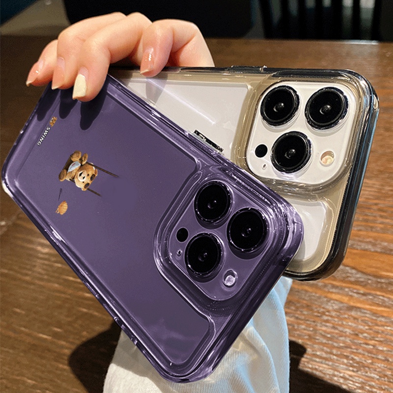 Ốp Điện Thoại Silicon TPU Mềm Trong Suốt Chống Sốc In Hình Gấu Hoạt Hình Cho IPhone 11 14 13 12 Pro XS Max X XR 7 8 6 6S Plus
