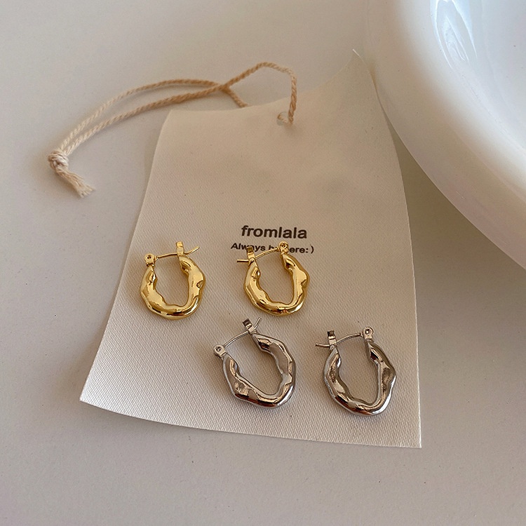 Bông tai nữ màu vàng - bạc hình tròn dạng khoen hợp kim titan cao cấp phong cách đẹp nhẹ nhàng Hàn Quốc Boho