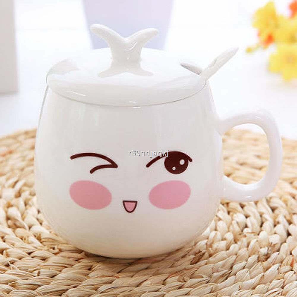 Cốc nữ cốc nước sứ nữ sinh viên phiên bản Hàn Quốc cặp đôi cốc in phiên bản Hàn Quốc cốc biểu cảm cốc sữa có nắp đậy