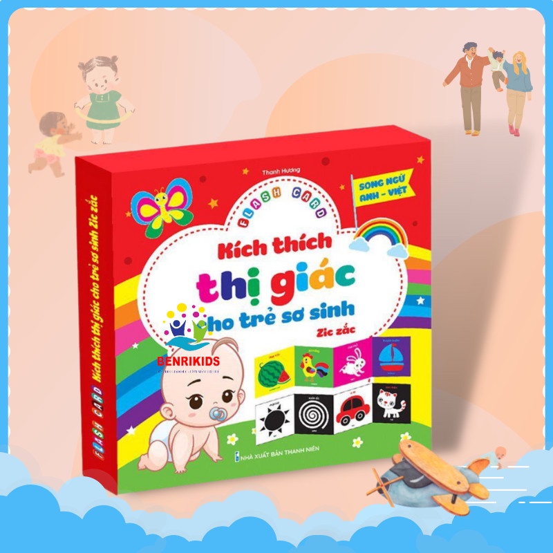 Bộ Thẻ Gấp Kích Thích Thị Giác Giúp Phát Triển Thị Giác Cho Trẻ Sơ Sinh Từ 0-3 Tuổi
