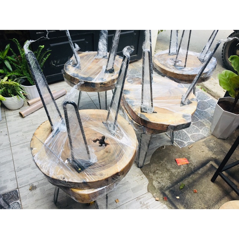Bàn cafe/ đôn ghế gỗ me tây nhiều kích thước