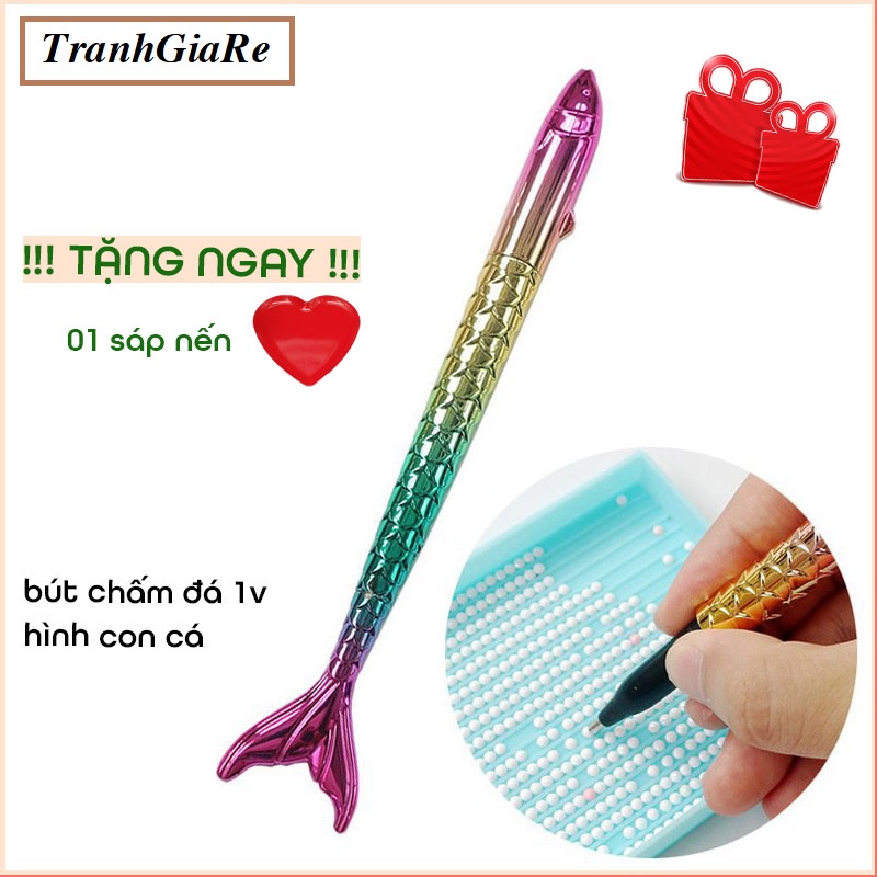 Bút đính đá chuyên dụng đầu 1 viên hình con cá - hỗ trợ làm tranh đính đá 5D