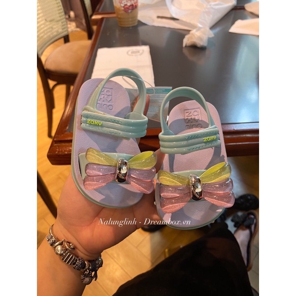 Dép Zaxy quai ngang nơ kẹo xanh