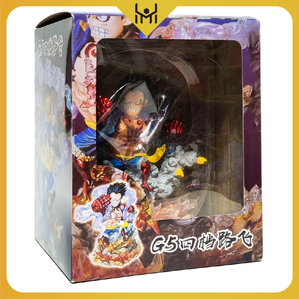 Mô Hình One Piece Luffy, Luffy Gear 4 ở trạng thái chiến đấu, cao 13cm, nặng 350 gram, có hộp màu