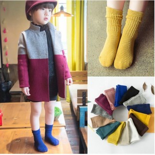 Set 3 đôi tât cao cổ băp chân chất len gân trơn nhiều màu