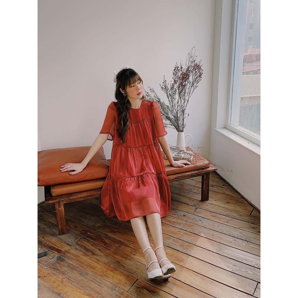 Váy bầu dự tiệc cao cấp chuẩn dáng 🍅 FREESHIP 🍅 đầm bầu xinh công sở cam đất