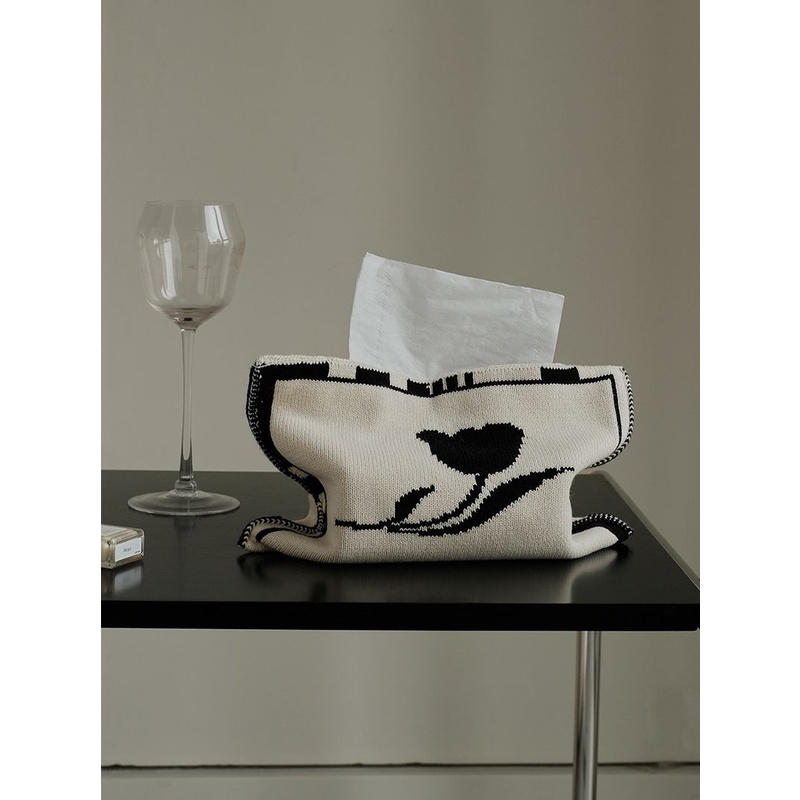 A-LIFE Hộp Đựng Khăn Giấy Bằng Vải Dệt Cao Cấp Hình Hoa Tulip Phong Cách Bắc Âu