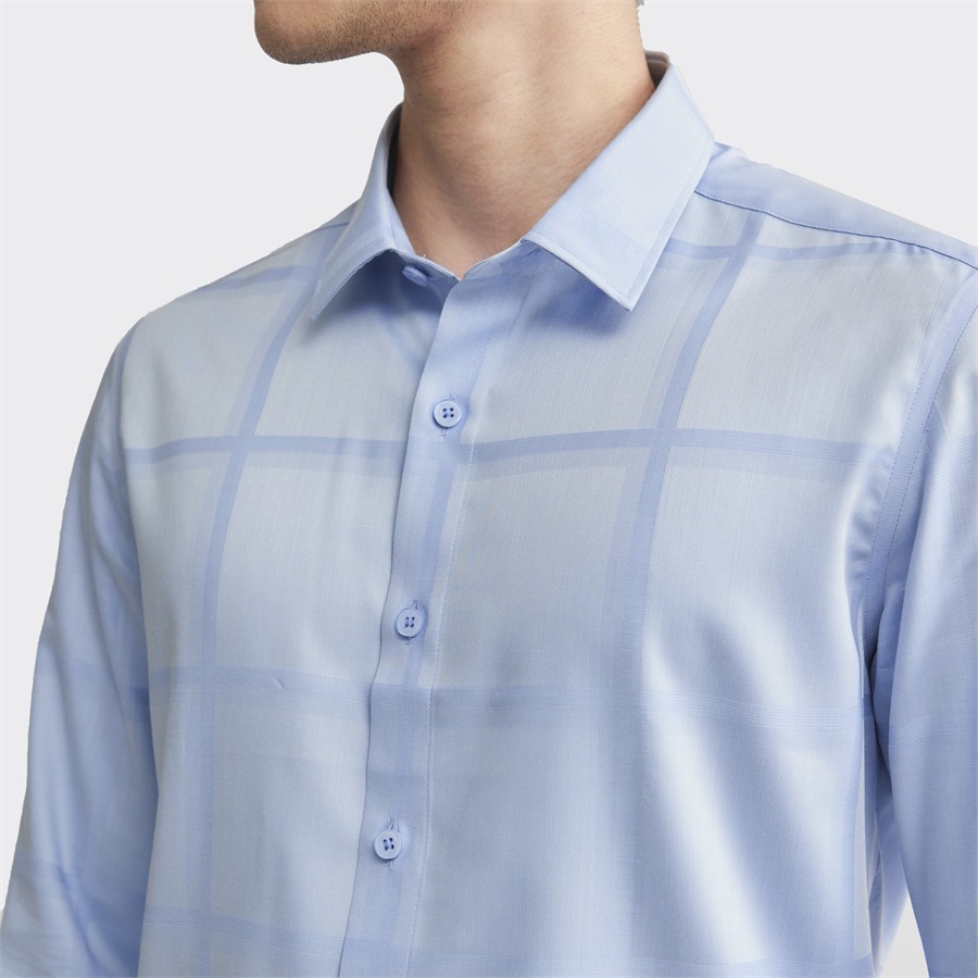 [ MỚI ] Áo sơ mi nam dài tay ARISTINO dáng Slim fit ôm nhẹ, họa tiết kẻ trên nền xanh tinh tế, thanh lịch- ALS14102
