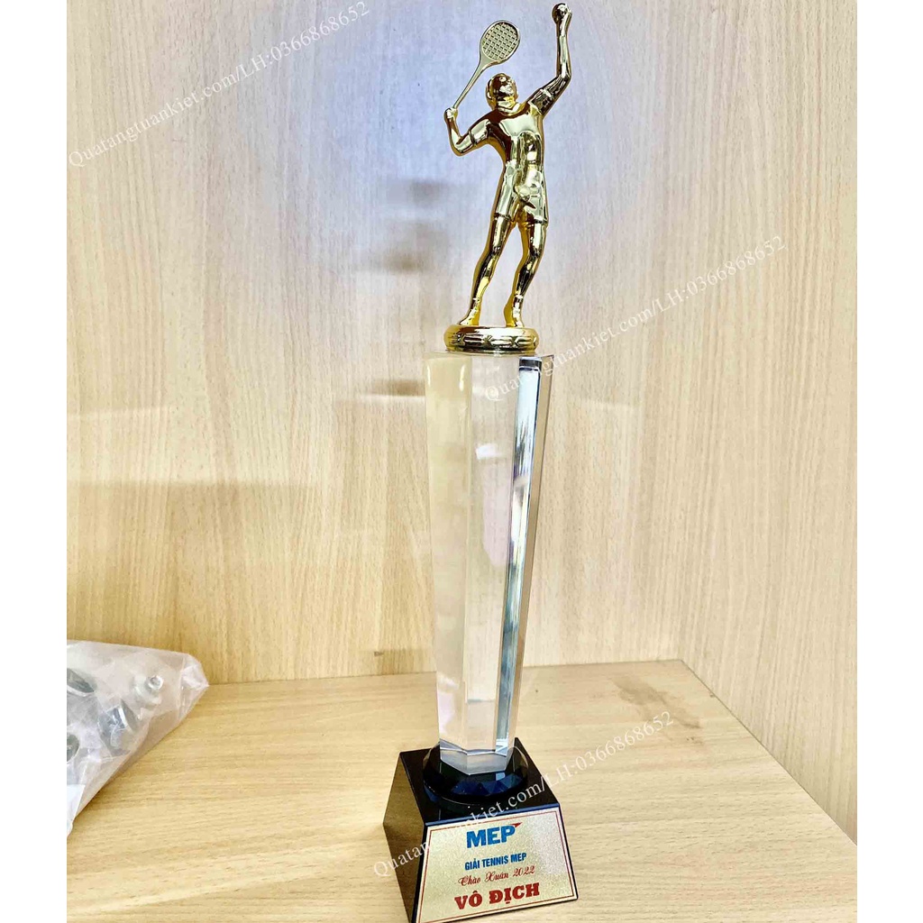 Cúp Pha Lê Tennis Kim Loại Mạ Vàng