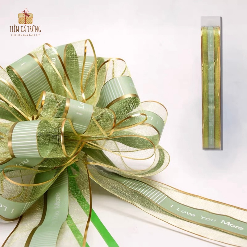 Nơ Rút TÚ CẦU VOAN LOVE Trang Trí Bông To size 15*18cm  - Tiệm Cá Trứng