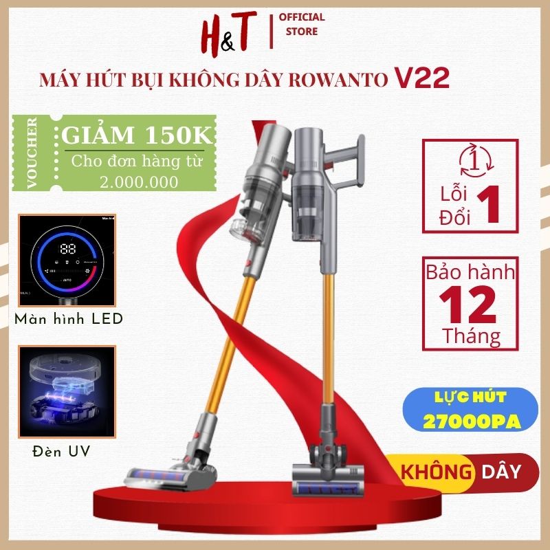 Máy hút bụi cầm tay đa năng không dây hút bụi giường nệm/ xe hơi/ gia đình ROWANTO V22 HYPER DETECT