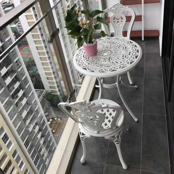 BÀN GHẾ SÂN VƯỜN KHÔNG TAY - NHÔM ĐÚC- NHẬP KHẨU