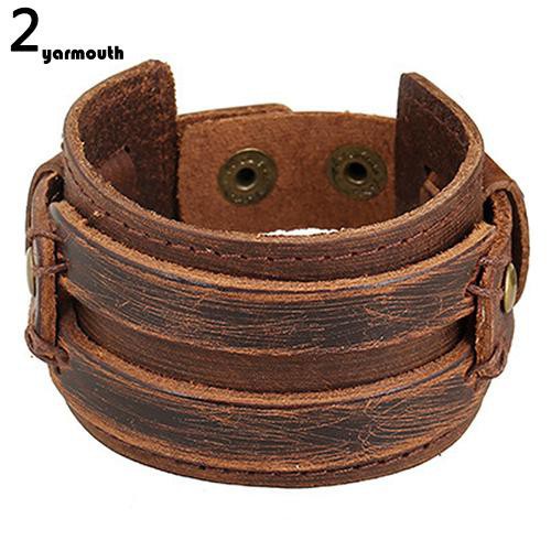 Vòng tay da bản to retro ấn tượng cho nam và nữ