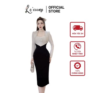 Đầm Nhung Body Dự Tiệc LECOONG V285 Đính Đá Sang Chảnh