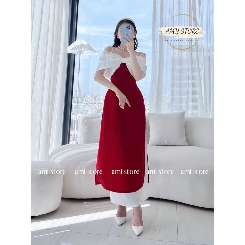 Bigsize Áo dài trễ vai nơ 55-95kg