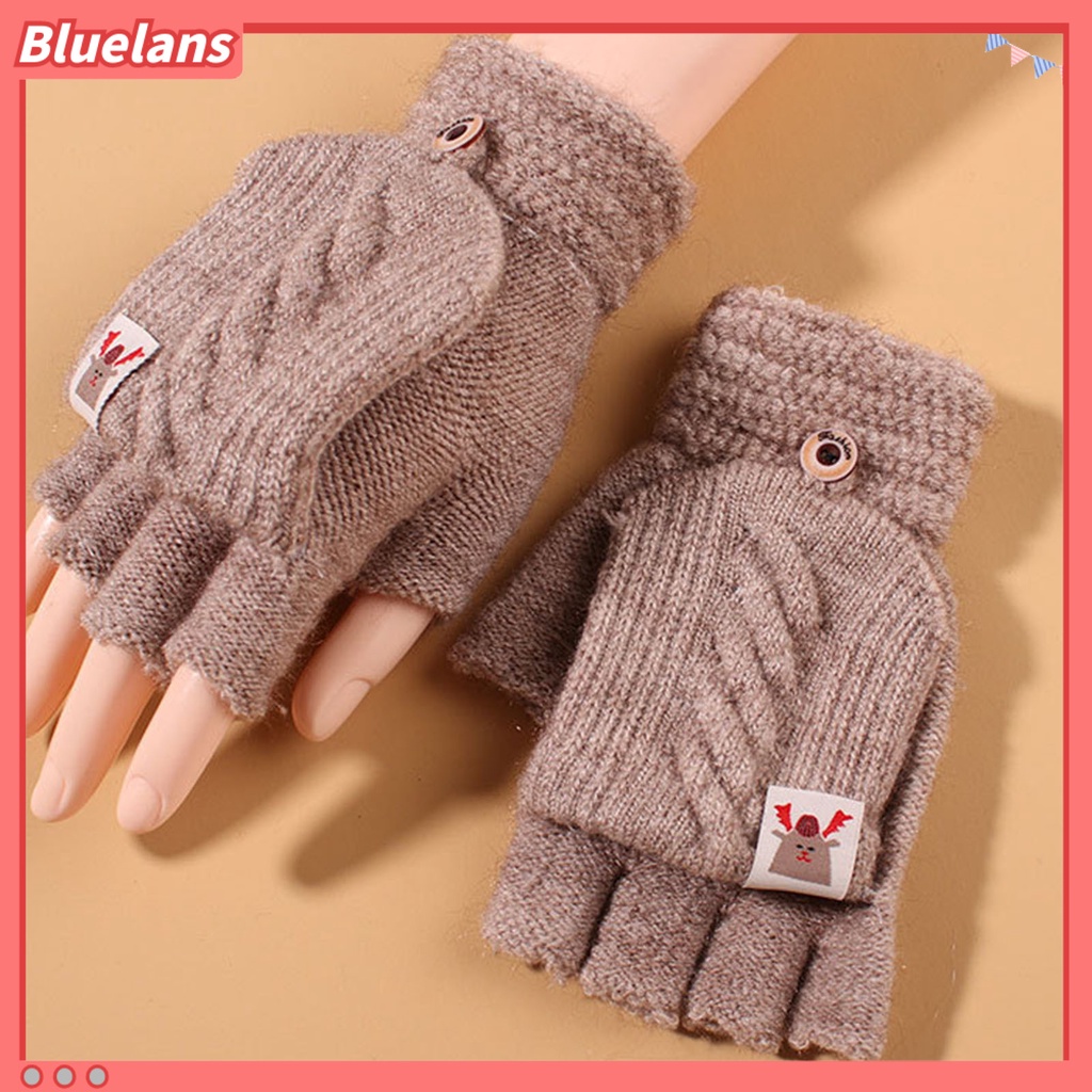 1 Đôi Găng Tay Hở Ngón Bằng Vải Dệt Kim Ấm Áp Sử Dụng Hàng Ngày