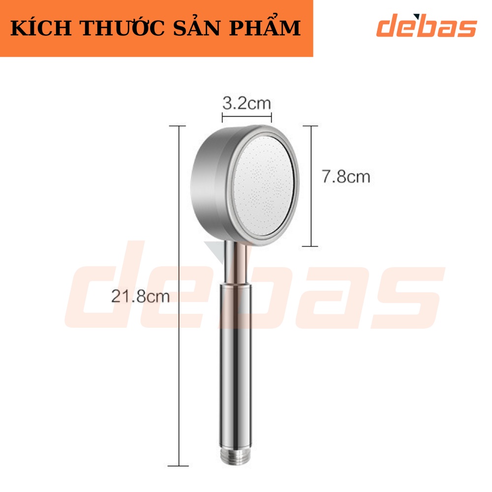 Vòi sen tắm dây sen inox và cài sen dán bát tay sen tắm cao cấp inox 304 nóng lạnh tăng áp Debas TS50