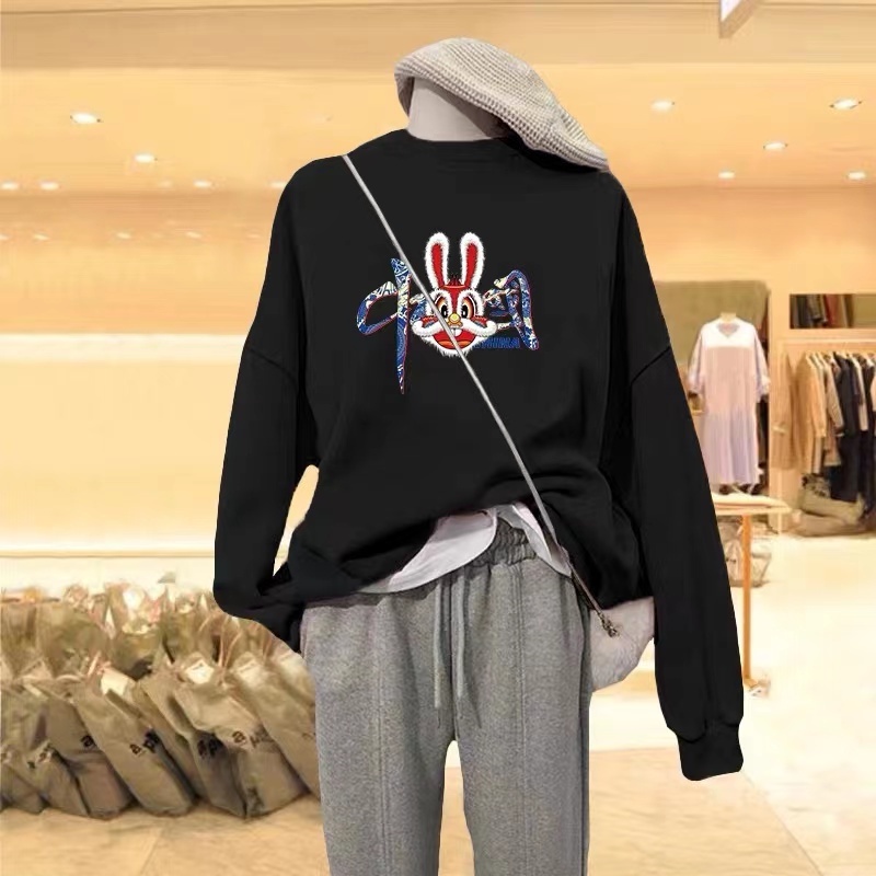 NRVP Áo Khoác Thể Thao Tay Dài Dáng Rộng In Hình Thỏ Năm Mới 2023 Phong Cách Trung Hoa Hàn Quốc Cho Nữ