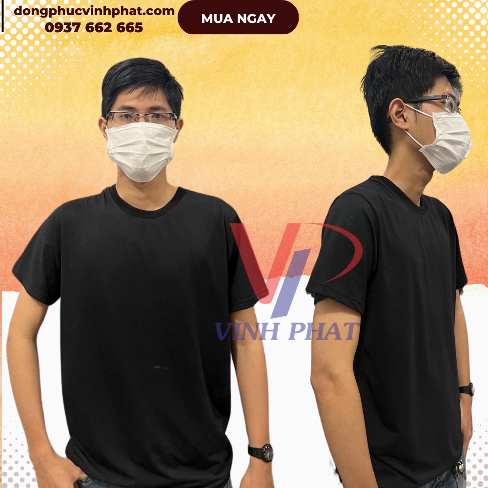 Áo Thun Trơn Nam Nữ Cổ Tròn Tay Ngắn Basic Trẻ Trung Vải Cotton Mịn Co Giãn Thoáng Mát - Hình Thật