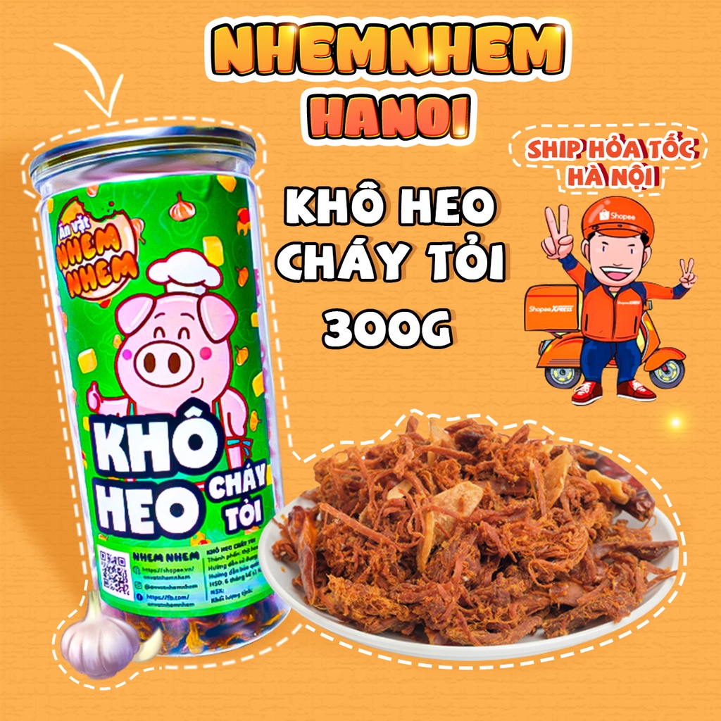 Khô heo cháy tỏi Nhem Nhem 300g Đồ ăn vặt Hà Nội vừa rẻ vừa ngon