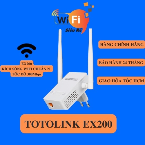 Cục phát wifi Totolink EX200 – Kích sóng wifi chuẩn N 300Mbps chính hãng, Bảo hành 1 đổi 1 trong vòng 24 Tháng