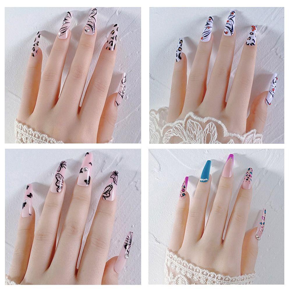 FUTURE Bộ 24 Móng Tay Giả Che Phủ Toàn Diện Tháo Rời Được Kiểu Pháp