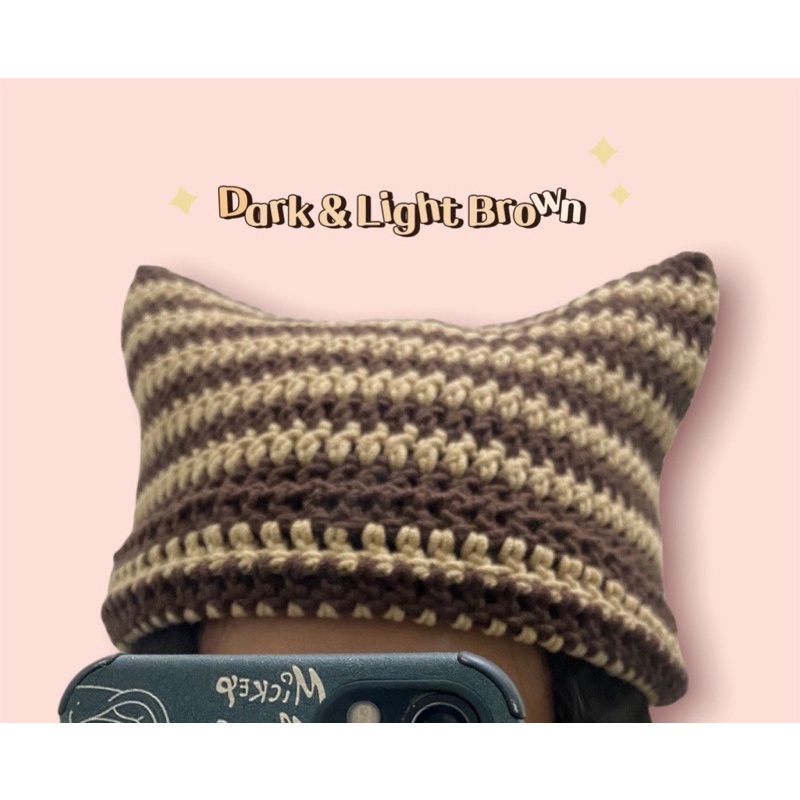 Mũ cat beanie - mũ len crochet tai mèo
