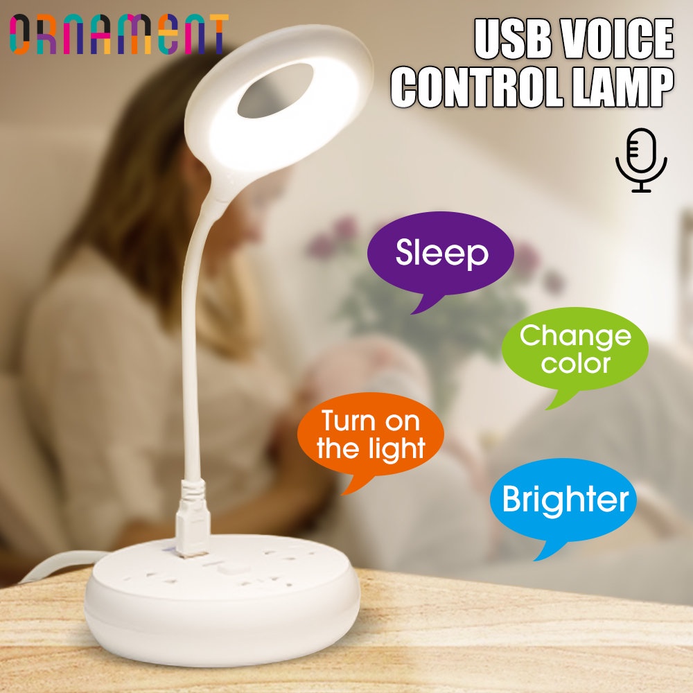 Đèn LED Đọc Sách Sạc USB Dạng Vòng Tròn Thông Minh Điều Khiển Bằng Giọng Nói Dùng Trong Phòng Ngủ / Nhà Bếp