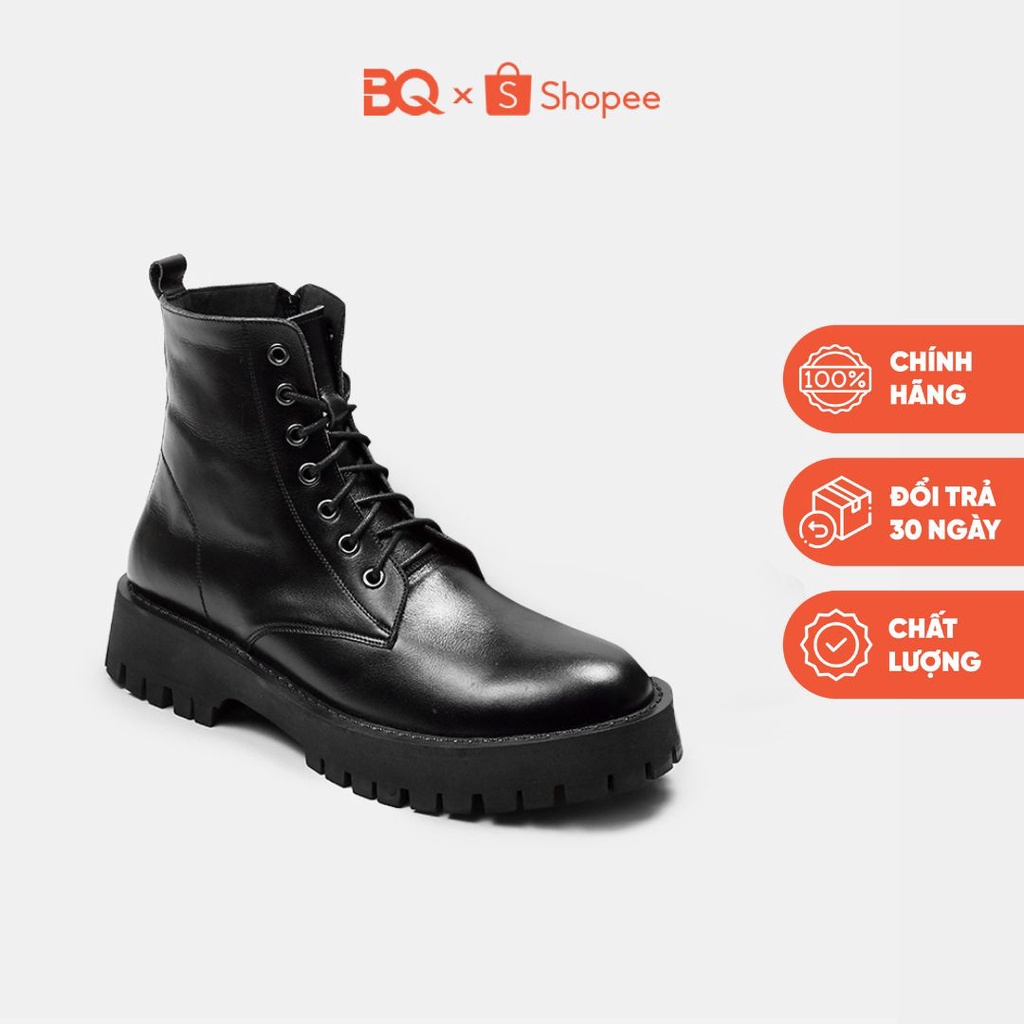Giày boots nam da bò đen đế cao 5 phân êm chân form chắc chắn BQ Bốt 077