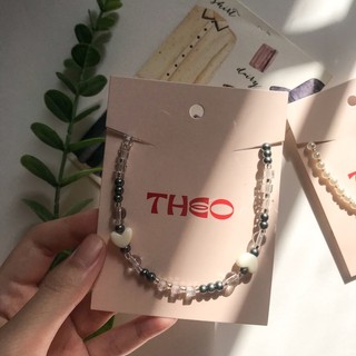 𝐓𝐇𝐄𝐎 - Dây Chuyền Choker Pha Lê Hạt Trai Xám