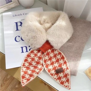 Khăn quàng cổ lông mềm, nơ chấm bi cute