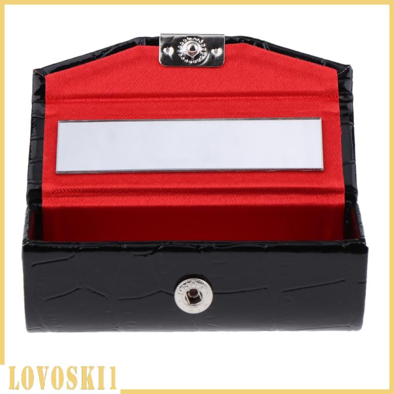 Hộp Da Đựng Son Môi Lovoski1  Màu Xanh Nhạt Có Gương