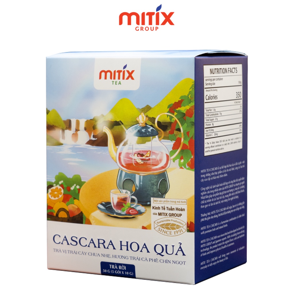 Trà Cascara Mitix hoa quả hộp 50gr, đẹp dáng sáng da, thanh lọc cơ thể