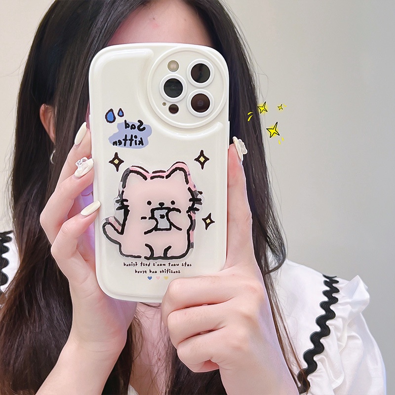 Ốp Điện Thoại Hình Mèo Hoạt Hình Có Đệm Khí Cho Iphone 12 / 13 Mini 11 / 14pro 678Plus / xsmax / xr
