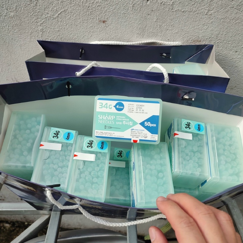 Đầu Kim Sharp Hàn Quốc Tiêm Meso 34G Dài Kim 4mm Dùng Tiêm Căn Bóng, PRP, Cá Hồi..