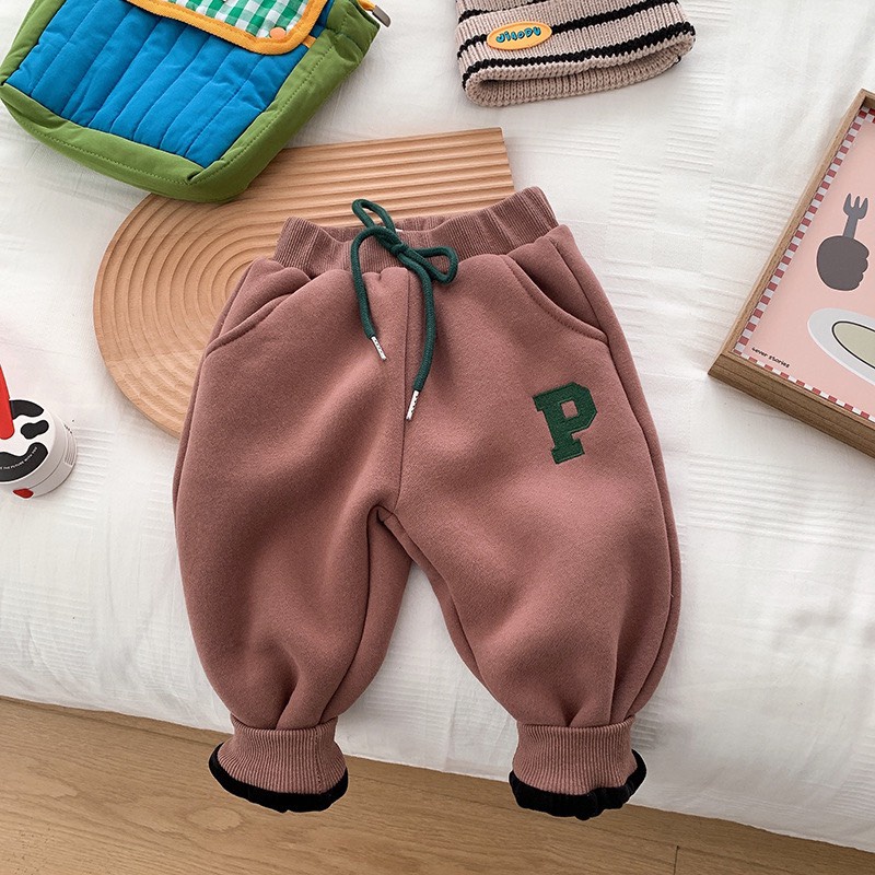 Quần dài nỉ bông cho bé trai bé gái CHỮ siêu mềm đẹp cho bé diện thu đông 8-20kg