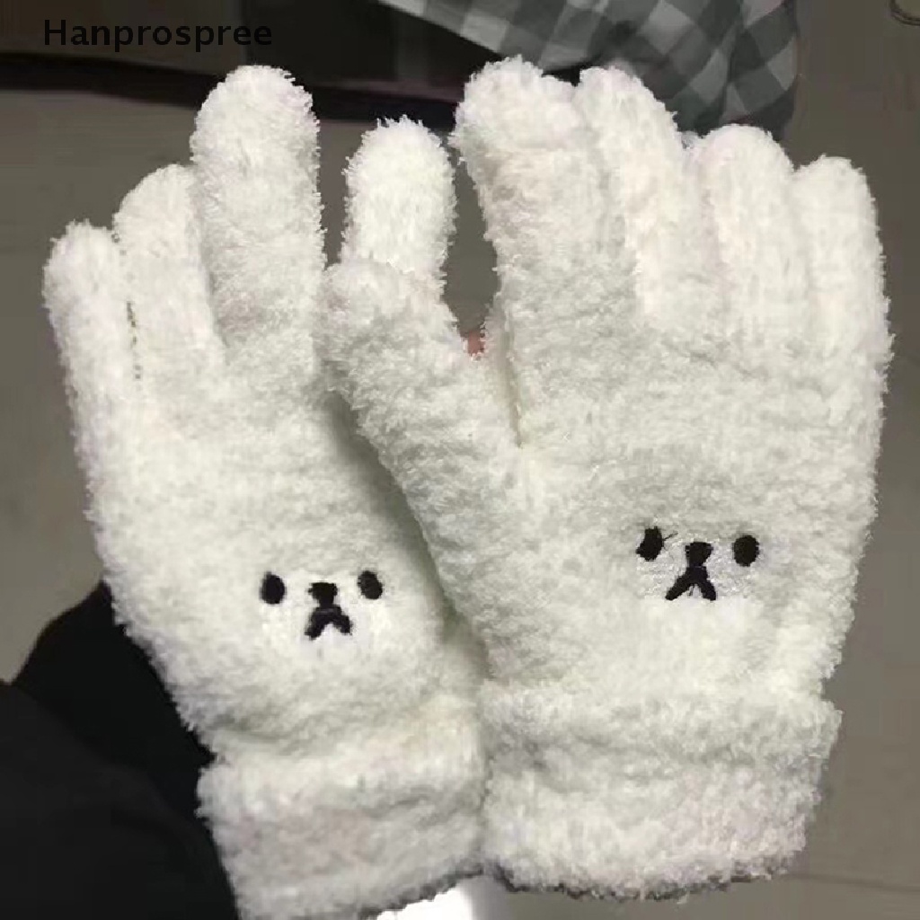 1 Đôi Găng Tay Giữ Ấm Mùa Đông Thêu Hình Chú Gấu