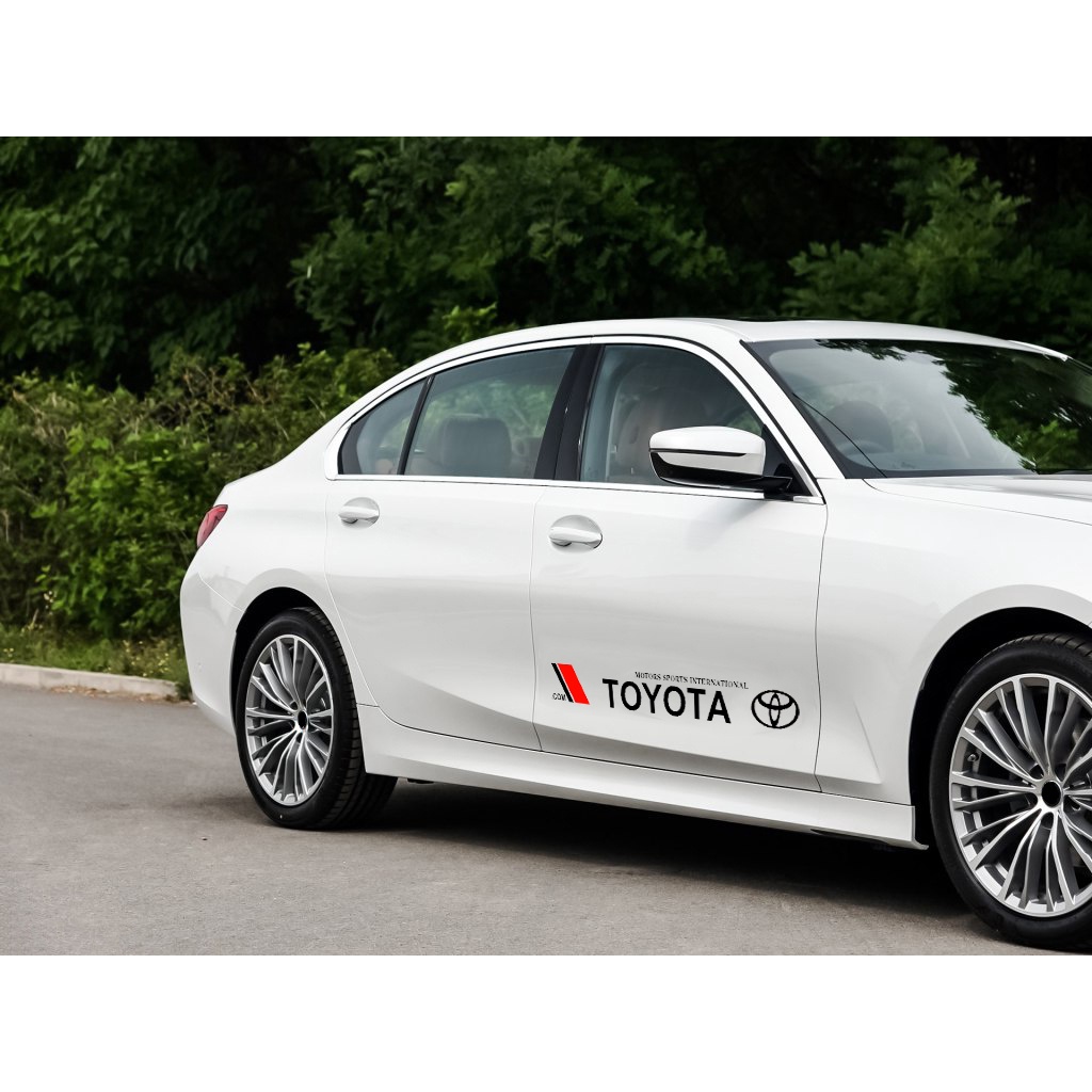 Bộ 2 Miếng Dán Trang Trí Cửa Xe Hơi Toyota VIos Yaris Corolla Cross Veloz CHR Avanza Fortuner Rush Innova raize Calya Rav4 GR Gazoo Racing GR Sport