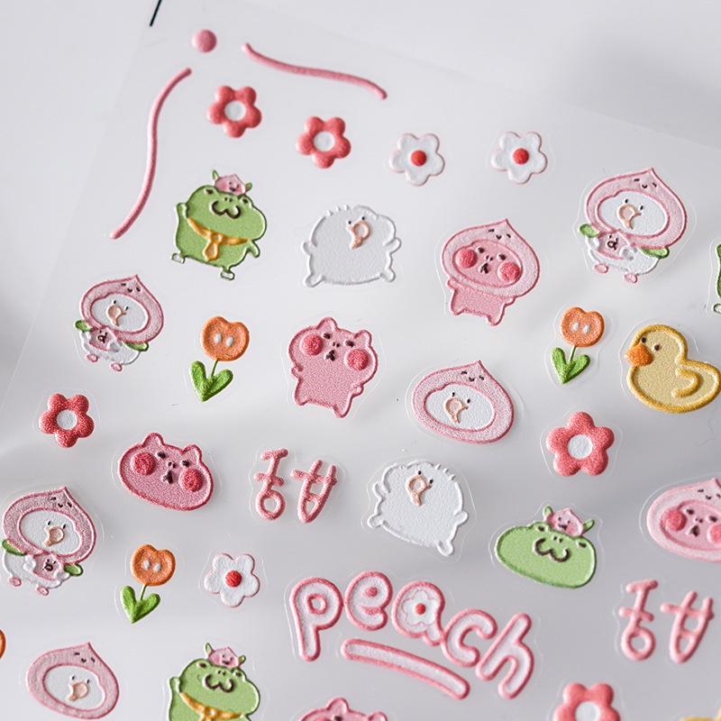 Miếng Dán Trang Trí Móng Tay Hình Quả Đào Hoạt Hình 5d ts-2115