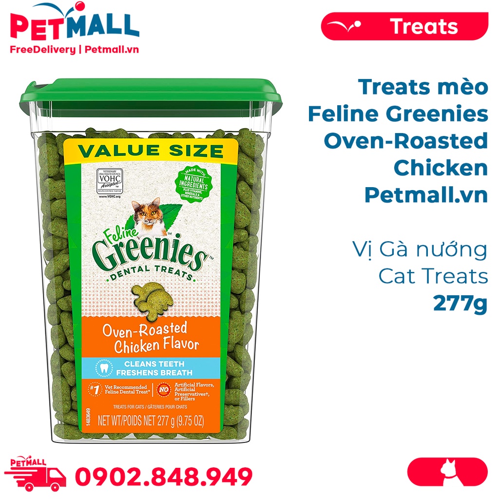 Treats mèo Greenies Oven-Roasted Chicken 277g - Vị gà nướng cat treats