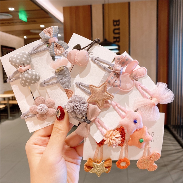 Kẹp tóc bé gái nhiều màu nhiều mẫu Hạ Băng Designs set 5 chiếc xinh xắn đáng yêu