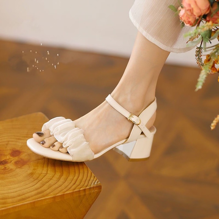 Sandal quai nhún voan vao 4.5cm - B8